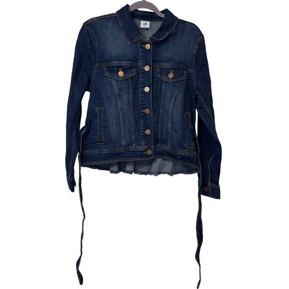 CAbi Jackets & Blazers - NWOT Cabi Women’s Dylan Belted Denim Jean Jacket Size M Button Down Raw Hem